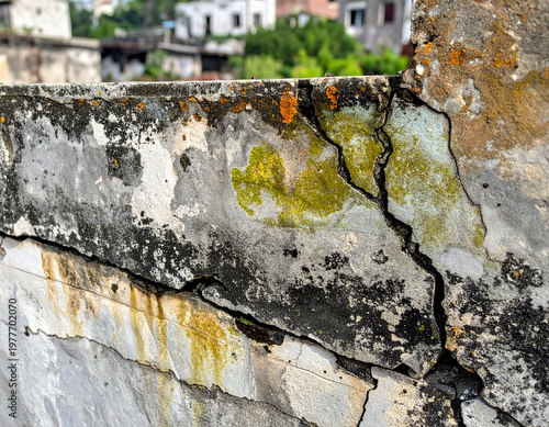 Картината върху платно Aged, distressed concrete texture with visible cracks and stains, conveying a sense of history and urban decay