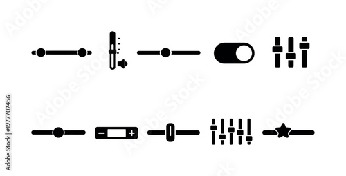 Collection of diverse slider and control icons representing adjustment and settings