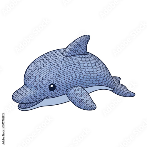 Illustration of a Knitted Dolphin Toy with Detailed Texture.