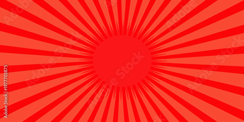 Red sunburst with radiant rays and warm summer colors