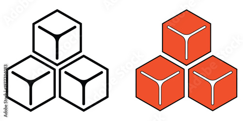 Ice, cube vector icon collection with clean minimal cubes, representing cold, freshness, and frozen elements, simple modern flat design