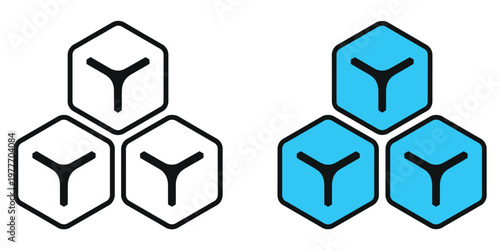 Ice, cube icon set featuring simple cube shapes, minimal geometric design, cold and frozen concept, modern flat vector illustration collection for apps, websites, and digital design