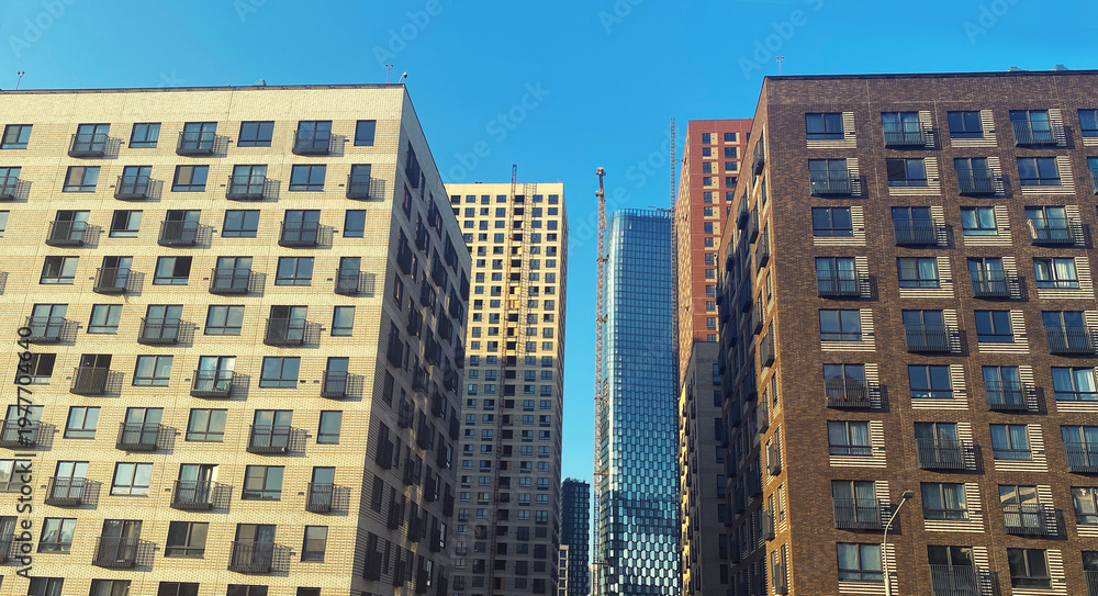 Obraz premium Architecture and real estate, modern residential apartment building with large panoramic windows