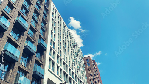 Architecture and real estate, modern residential apartment building with large panoramic windows