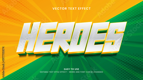heroes editable text effect 3d vector