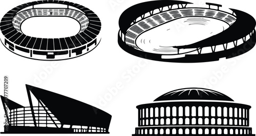 Stadium Silhouette Icon Sports Arena Outline Design