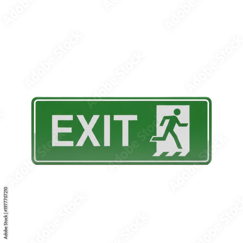 Green Exit Sign with Running Person Icon