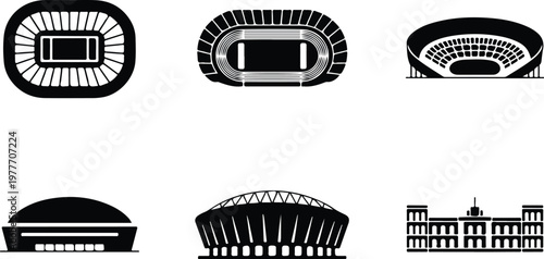 Stadium Silhouette Icon Sports Arena Outline Design