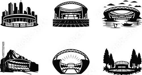 Stadium Silhouette Icon Sports Arena Outline Design