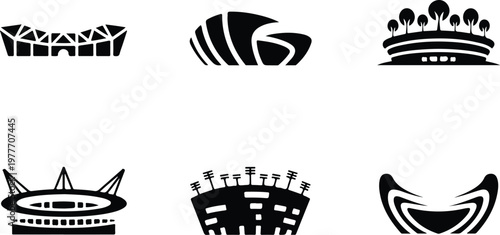 Stadium Silhouette Icon Sports Arena Outline Design