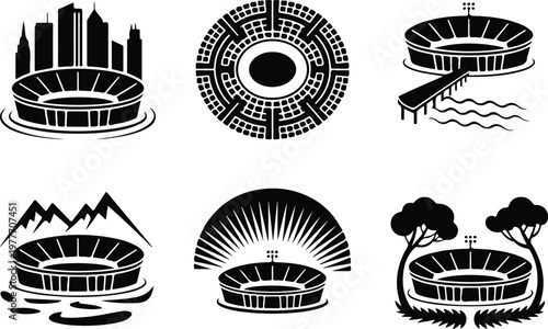 Stadium Silhouette Icon Sports Arena Outline Design