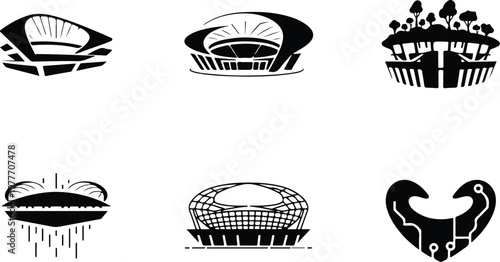 Stadium Silhouette Icon Sports Arena Outline Design