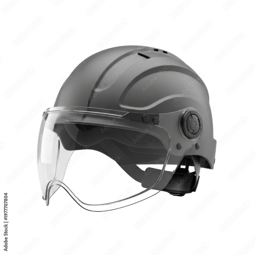 Fototapeta premium Modern gray motorcycle helmet with clear visor