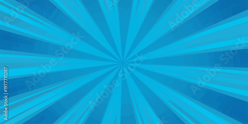 Quadro su tela Abstract blue sunburst background with bright radial rays and glowing light patt