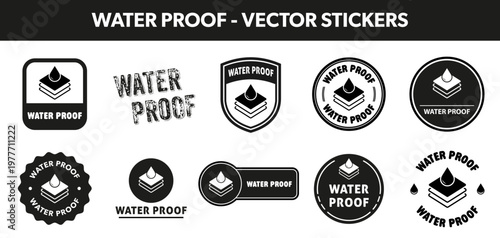 Waterproof vector stickers. Water protection labels for clothing, case or boots.