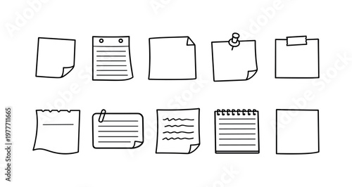 Collection of hand-drawn sticky notes and paper scraps for reminders and messages