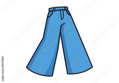 Blue Wide Leg Fashion Pants.