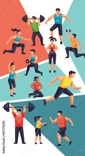 People doing fitness exercises.