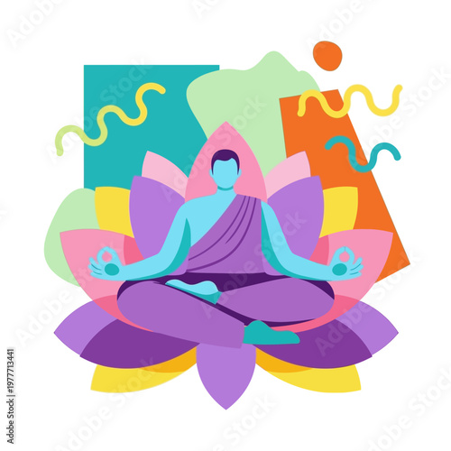 Wallpaper Mural Man meditating in lotus position. Torontodigital.ca