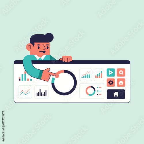 Wallpaper Mural Man pointing at business chart. Torontodigital.ca