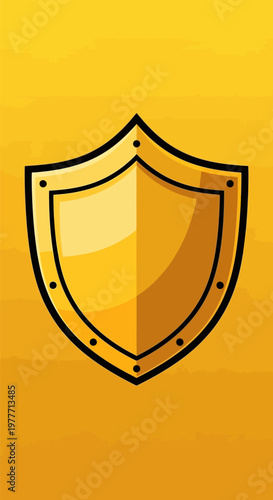 Golden Shield Icon Protection Symbol.