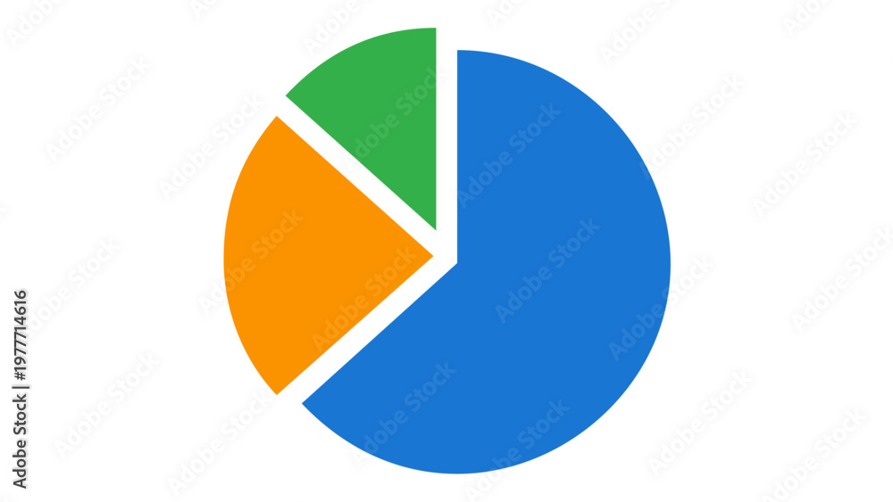 Fototapeta premium Minimalist Vector Icon Illustration of a Colorful Pie Chart for Data Analytics, Business Statistics, Financial Reporting, and Information Visualization, Scalable Flat Design AI-Generated Graphic.