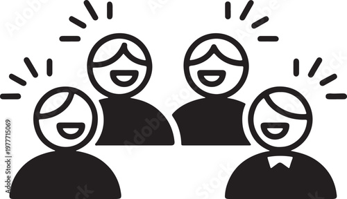 Group of people laughing joyfully - silhouette icon with group dynamic