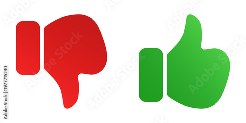 Flat design thumbs up and thumbs down icons for social media