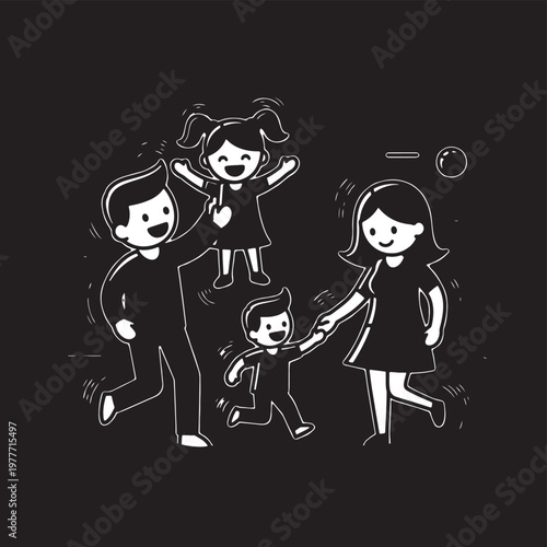 Joyful family playing and dancing together in a circle with happiness