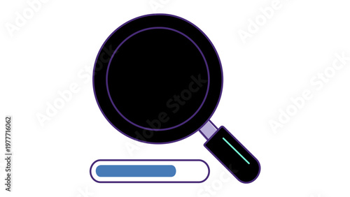 Cyber security antivirus software vector icon illustration featuring a magnifying glass scanning a search bar for malware detection, data protection, internet safety, and digital privacy concepts.