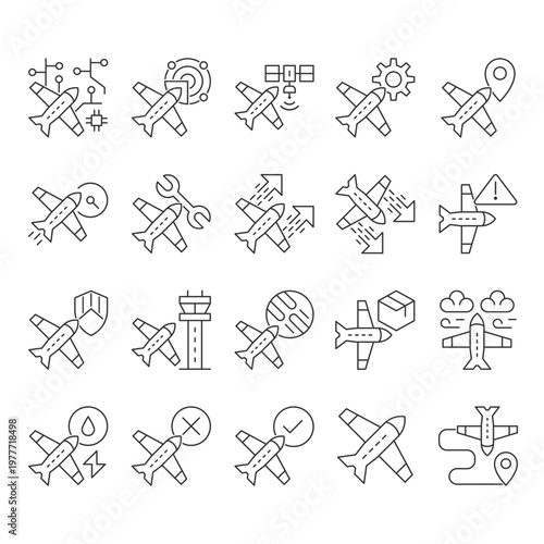 Airplane Service Icon Set