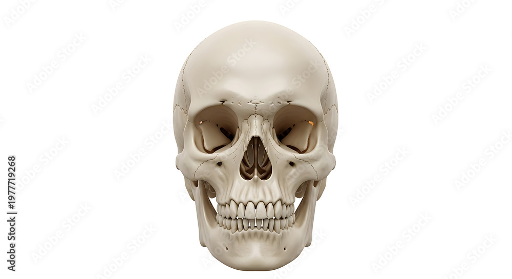 Obraz premium A human skull model isolated on a white background for medical study