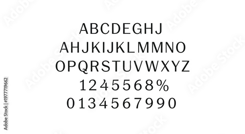 A collection of uppercase English alphabet letters, numbers, and symbols displayed in a clean, simple font for graphic design and educational purposes