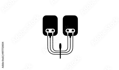 Top-Down AED Electrode Pads Silhouette Vector on White Background for Medical Illustrations