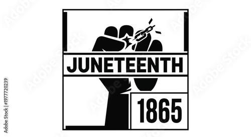 Juneteenth 1865 freedom day vector, black power fist with broken chains illustration, African American emancipation day graphic, historical holiday logo