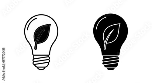 Vector illustration of eco friendly light bulb icon set, sustainable energy concept on a transparent background