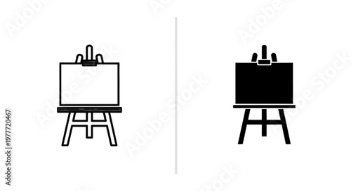 Vector illustration of artist easel with blank canvas icon set on a transparent background