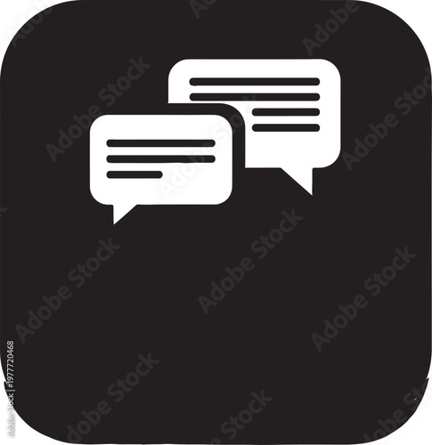 Two white speech bubbles icon on black rounded square background