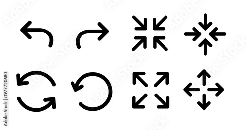 arrow set zoom undo redo arrows vector icons 