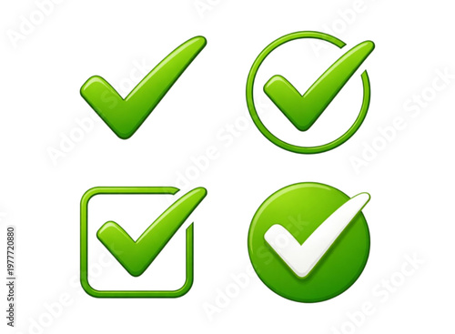 Green check mark icon. Check mark vector icon. Checkmark Illustration. A green checkmark is isolated on a white background with vector symbols set. Correct vote choise isolated symbol.