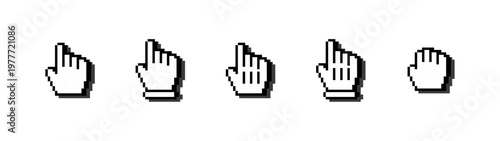 Fotografie Hand cursor icons set, pointer click and gesture symbols, minimal outline UI int