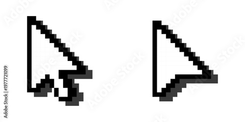 Pixel cursor icon, 8-bit mouse pointer arrow, retro blocky click and navigation UI symbol