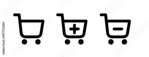 shopping cart webshop basket icon line add remove items shop vector icons