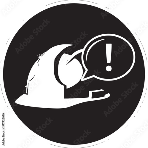 Construction safety helmet with warning exclamation mark icon
