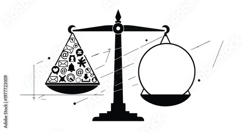 balance scale with social media icons on one side