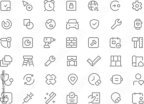 Minimal Line Icon Set UI Interface Symbols Thin Outline Vector Pack