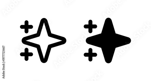 ai technology app stars icon artificial intelligence chat bot icons flat black outline