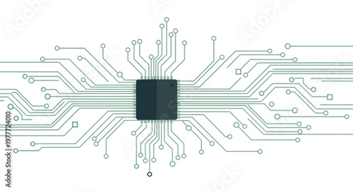 Circuit board with microchip and connections.