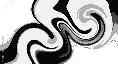 Black and white swirling abstract design.