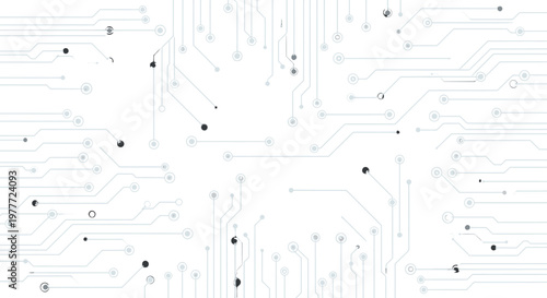 Circuit board design with dots and lines.